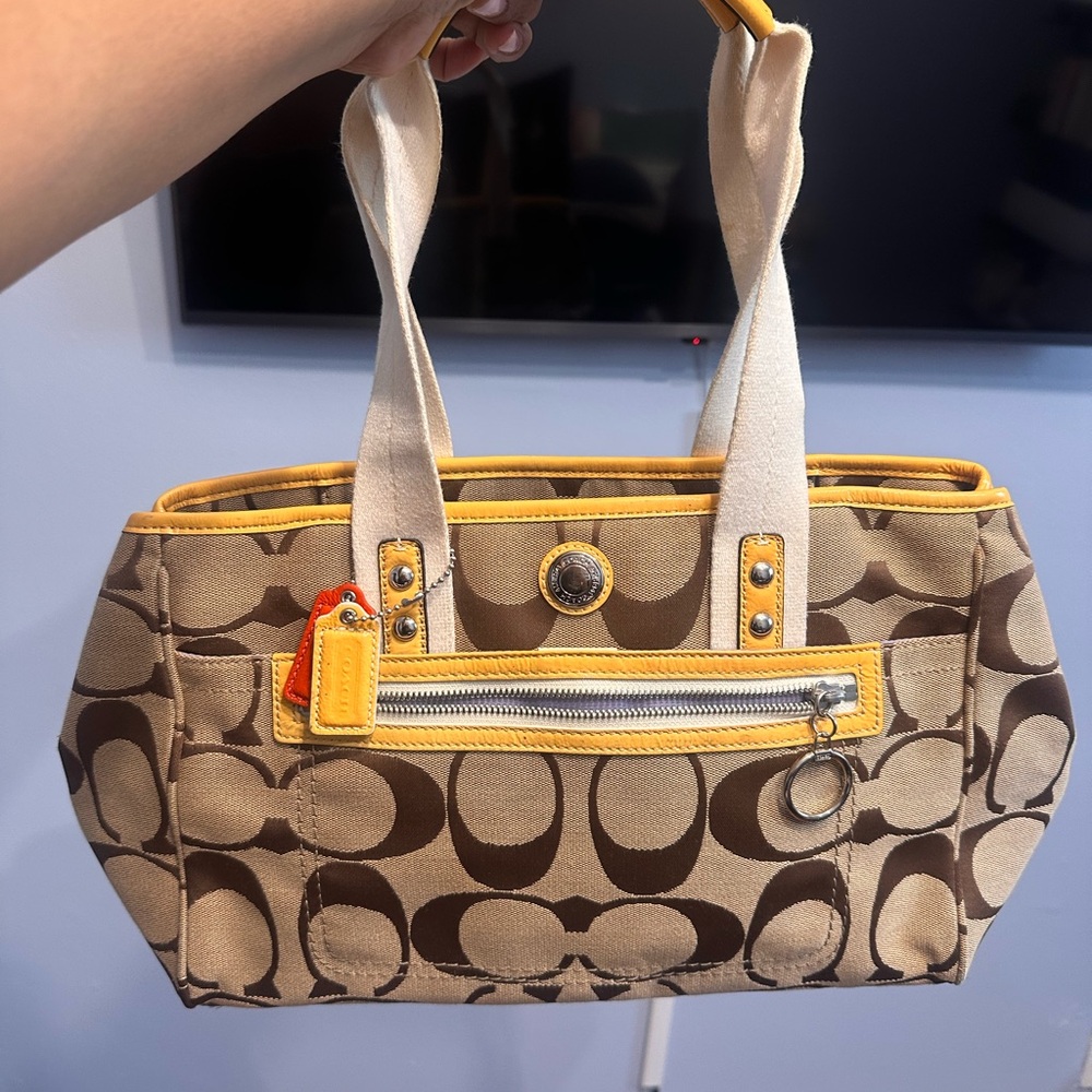 Coach Tan and Cream Signature Tote